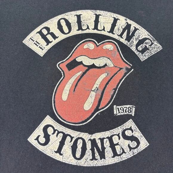 The Rolling Stones 1978 Replica Big Logo Band Tee Shirt Black Size XL - Picture 3 of 7